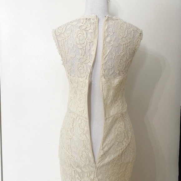 MANIJU OFF WHITE LACE SWEETHEART SLEEVELESS EVENING PROM FORMAL GOWN DRESS - M - Picture 5 of 10